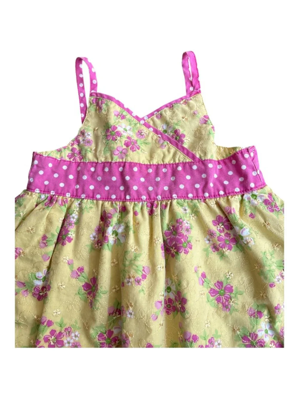 PENELOPE MACK TODDLER SUMMER DRESS WITH FLOWERS AND POLKA DOTS FULLY LINED 4T
